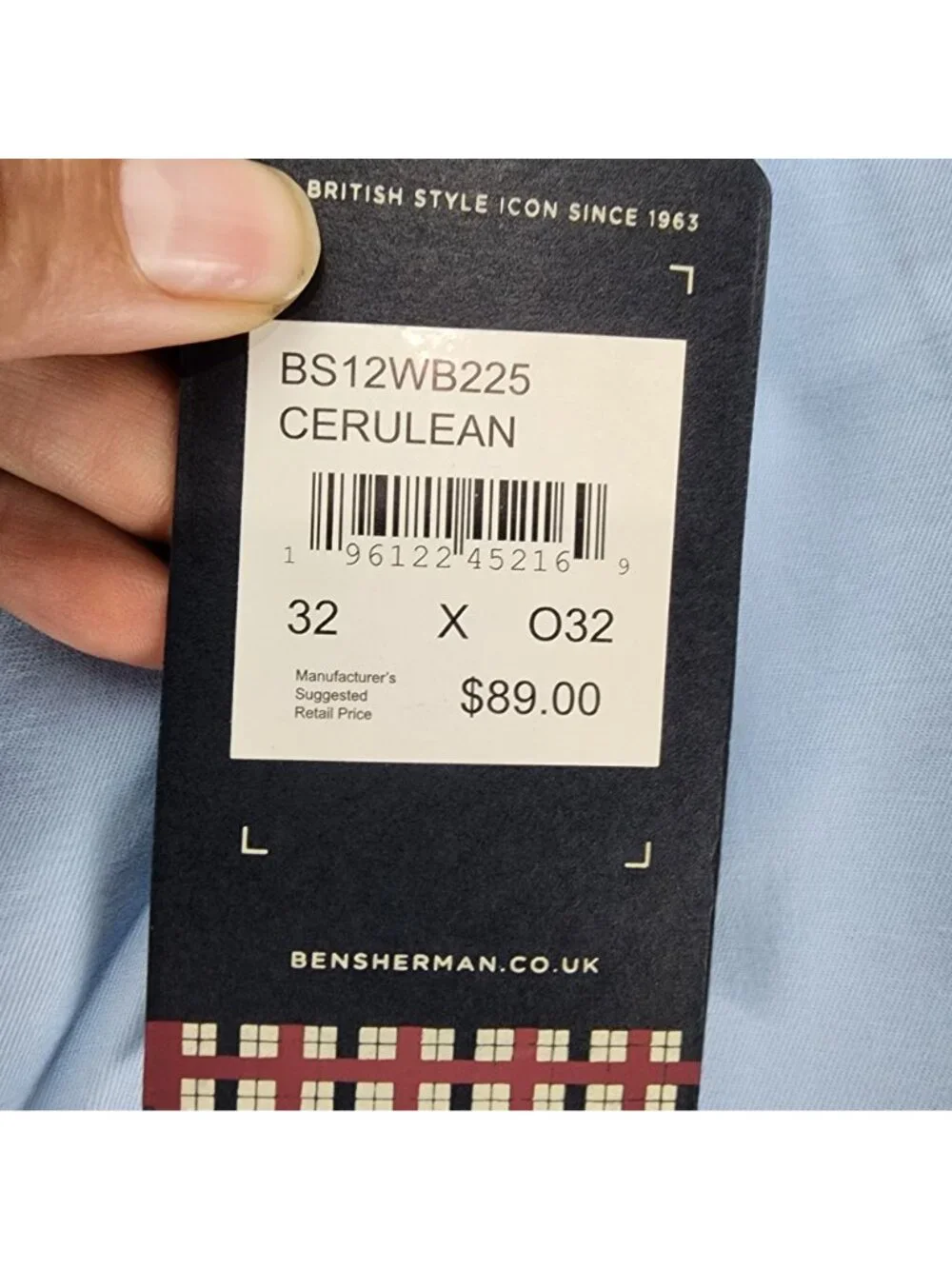 Ben Sherman Pants Mens 32x32 Blue Stretch Mid Rise Straight Fit *NWT*